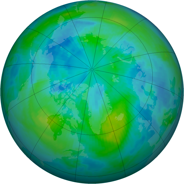 Arctic ozone map for 03 October 2000